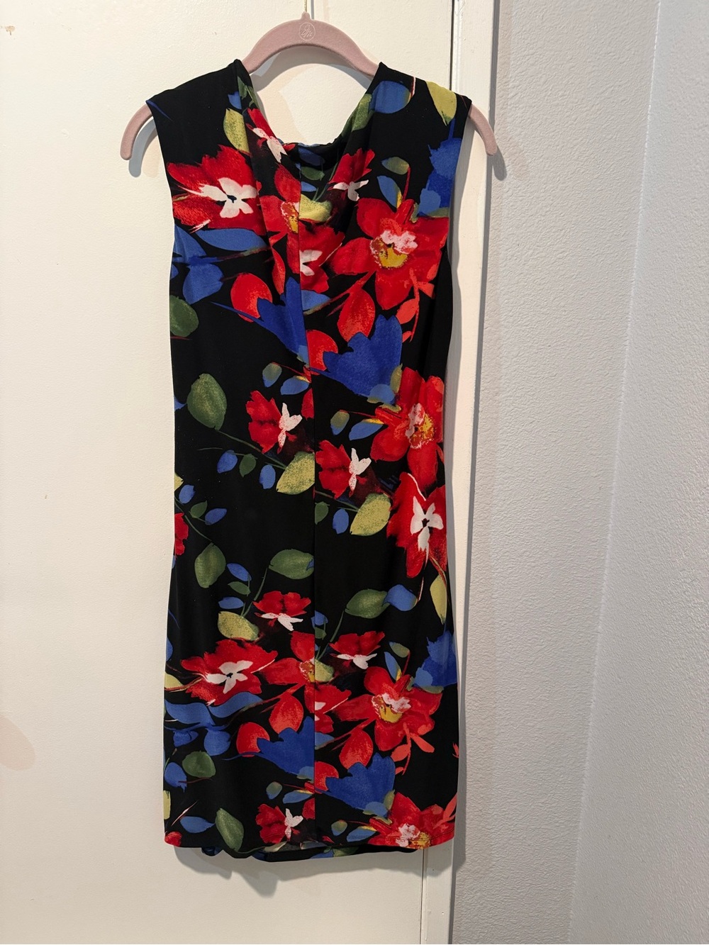 Ralph Lauren Black Midi Dress with Red & Blue Floral - Picture 2 of 3